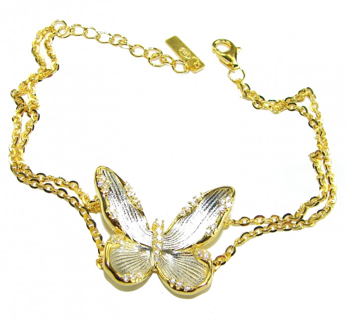 Golden Butterfly authentic 14k Gold over .925 Sterling Silver handcrafted Bracelet