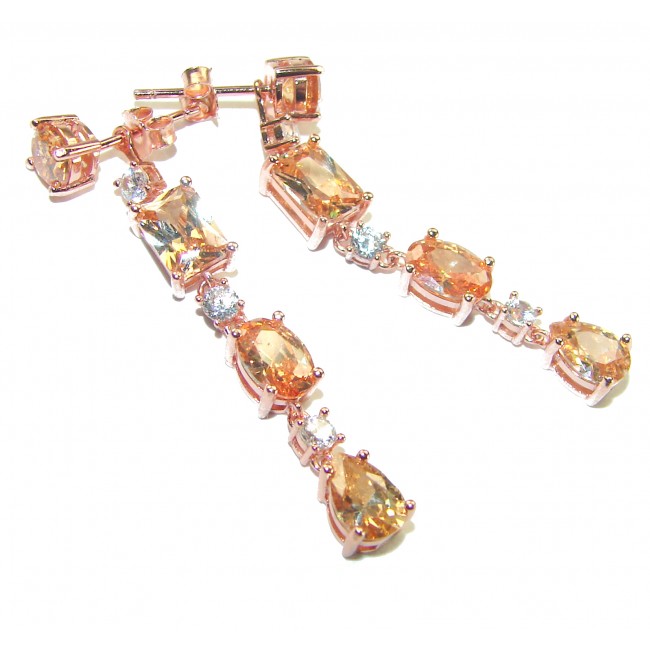 Luxurious Oval cut 5.5 carat Yellow Sapphire 18K Gold over .925 Sterling Silver handcrafted earrings