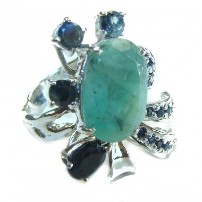 Julietta - Perfect quality authentic 9.8 Grandidierite Sapphire .925 Sterling Silver handmade Ring s. 8