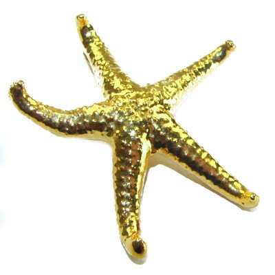 Stylish REAL Starfish Coved with Sterling Silver and 14K & .925 Sterling Silver Pendant
