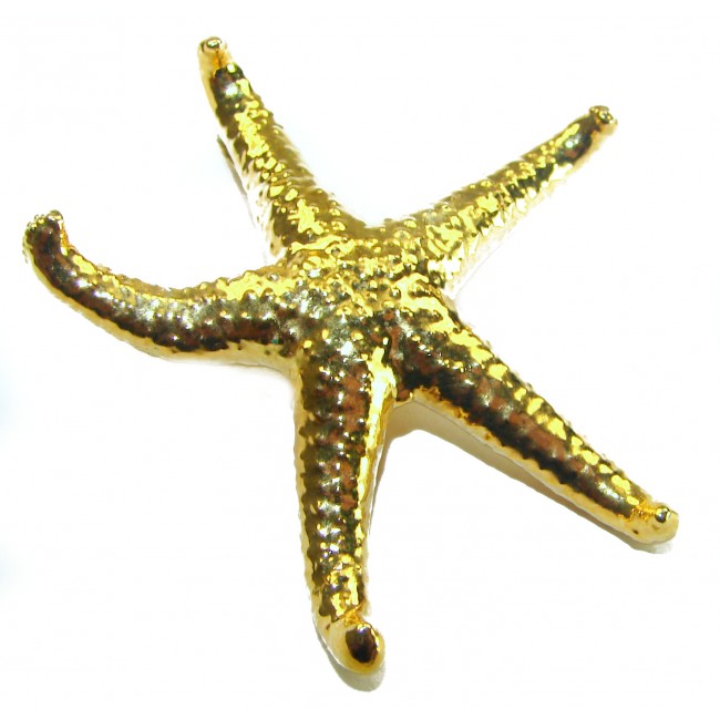 Stylish REAL Starfish Coved with Sterling Silver and 14K & .925 Sterling Silver Pendant