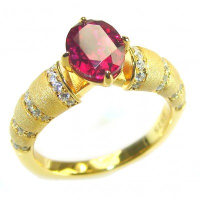 Love 2.5 carat Ruby 18K Gold over .925 Sterling Silver handcrafted Ring s. 6 1/4