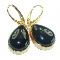 Outstanding authentic Onyx 14K Gold over .925 Sterling Silver Earrings