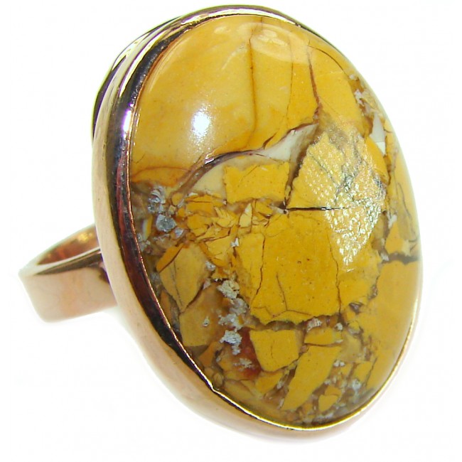 Flawless Australian Bracciated Mookaite 14K Gold over .925 Sterling Silver Ring size 8 adjustable