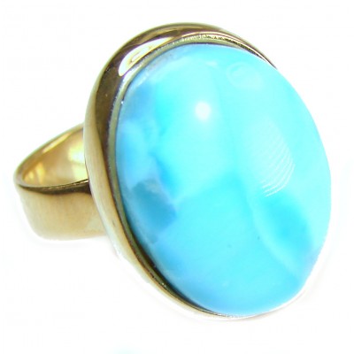 Blue Perfection AAAA QUALITY Blue Larimar 18K Gold over .925 Sterling Silver handmade Large ring size 8 adjustable