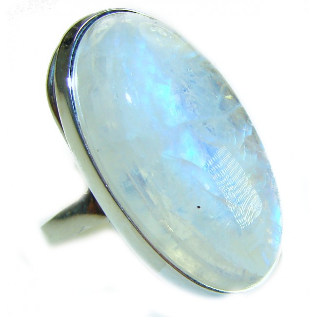Top quality AAA+ quality Rainbow Moonstone .925 Sterling Silver handmade ring s. 7