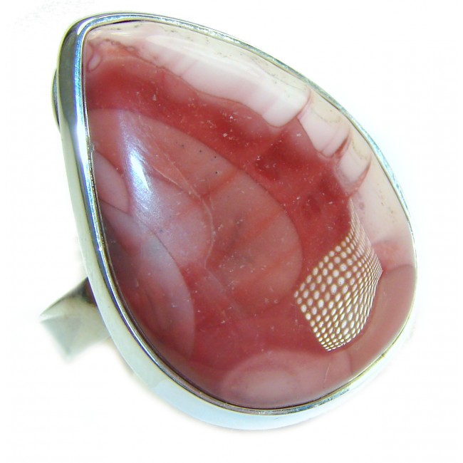 Genuine Imperial Jasper .925 Sterling Silver handcrafted ring s. 7 adjustable