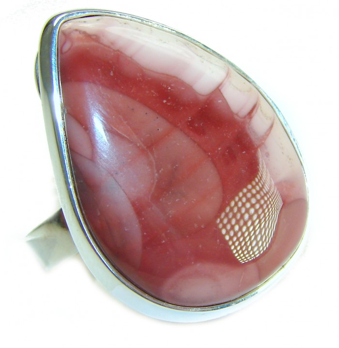 Genuine Imperial Jasper .925 Sterling Silver handcrafted ring s. 7 adjustable