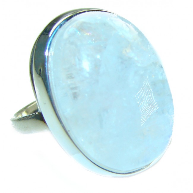 Rainbow Moonstone .925 Sterling Silver handmade ring s. 6 1/2