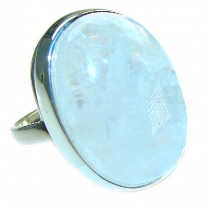 Rainbow Moonstone .925 Sterling Silver handmade ring s. 6 1/2