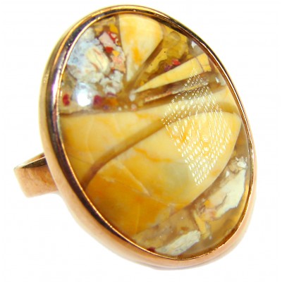 Flawless Australian Bracciated Mookaite 14K Gold over .925 Sterling Silver Ring size 8 adjustable