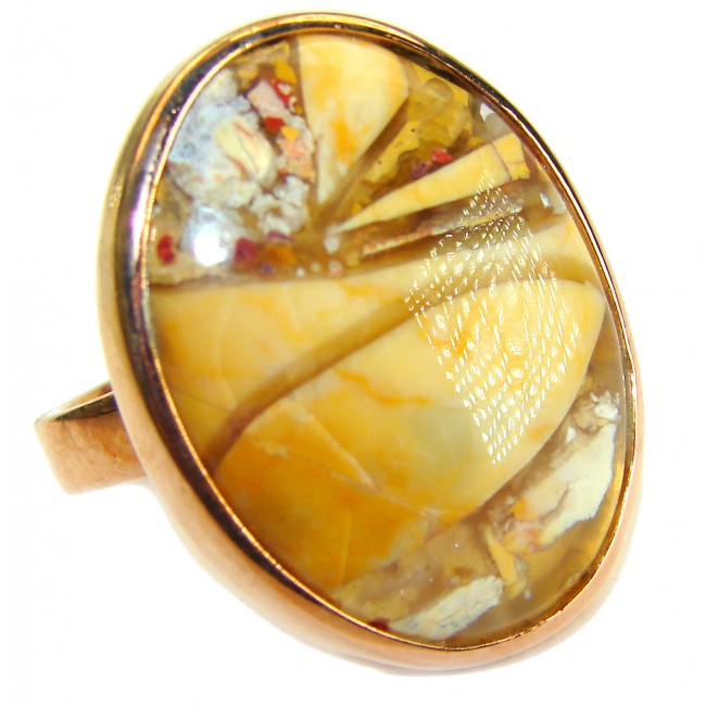 Flawless Australian Bracciated Mookaite 14K Gold over .925 Sterling Silver Ring size 8 adjustable