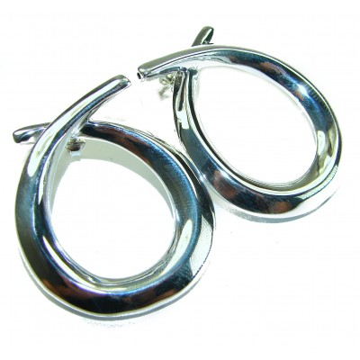 Large 1 5/8 inches long highly polished .925 Sterling Silver Italy made Earrings