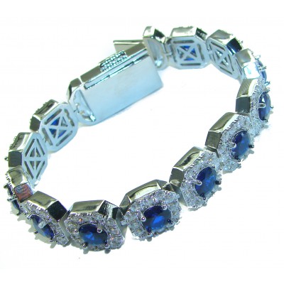 Precious cushion cut 27.2 carat Sapphire .925 Sterling Silver handmade Bracelet