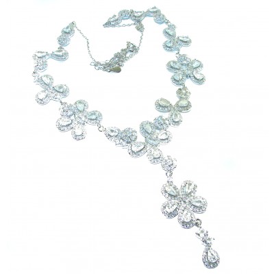 Dazzling Beauty - Floral design- 42.5 carat White Topaz .925 Sterling Silver handcrafted necklace