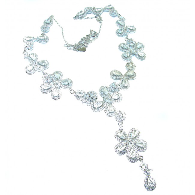Dazzling Beauty - Floral design- 42.5 carat White Topaz .925 Sterling Silver handcrafted necklace