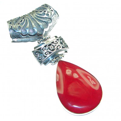 Bright Energy Authentic Coral .925 Sterling Silver Bali handmade pendant
