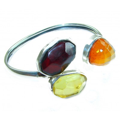 Vintage Design Genuine 29.5 carat faceted Baltic Amber .925 Sterling Silver handmade Bracelet