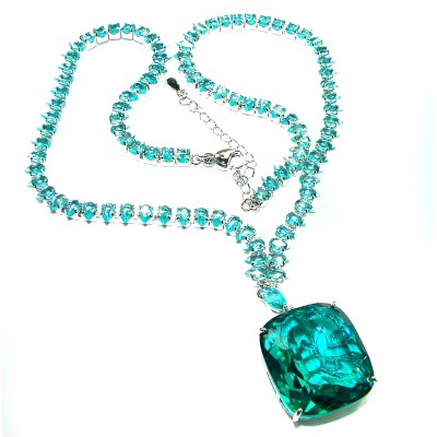Pedra Azul 55.5 carat Aquamarine .925 Sterling Silver handcrafted Statement Necklace