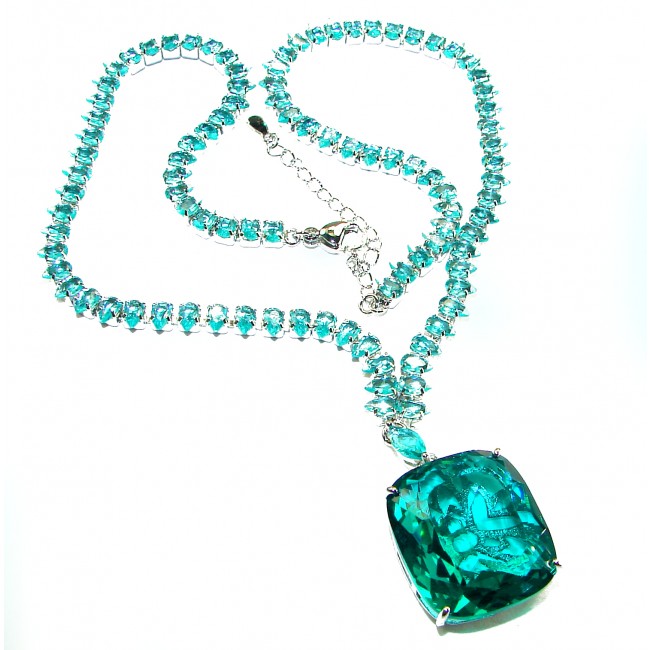 Pedra Azul 55.5 carat Aquamarine .925 Sterling Silver handcrafted Statement Necklace
