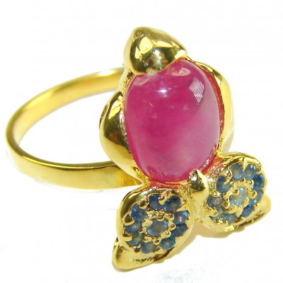 Smart Owl Genuine 3.5 CARAT Star Ruby .925 Sterling Silver Statement Ring size 8