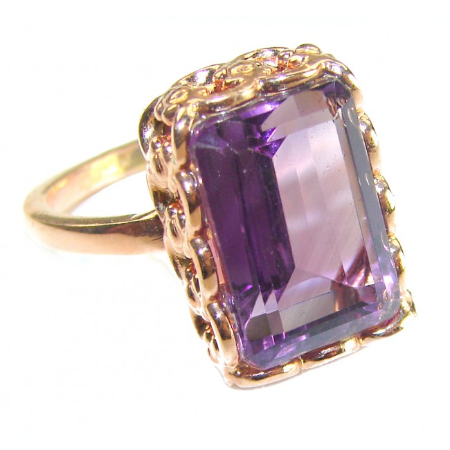 12.2 carat Amethyst 14K Rose Gold over .925 Sterling Silver Handcrafted Ring size 9 1/2