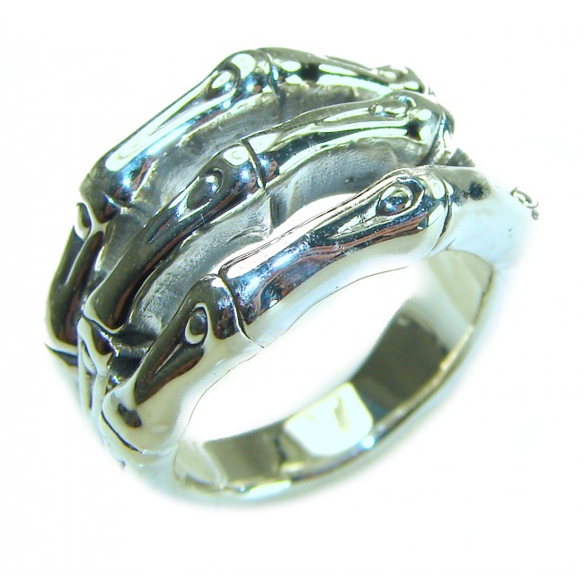 Bamboo Textured Italy Made Silver Sterling Silver ring s. 8