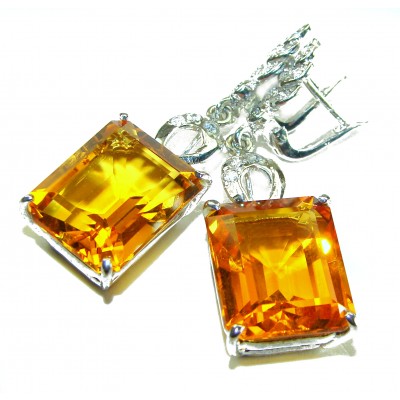Golden Rays Authentic 18.5 carat Golden Topaz .925 Sterling Silver Statement earrings