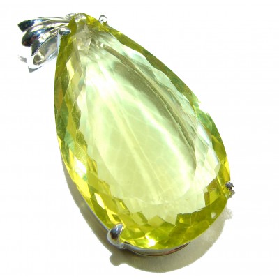 Goddess of Light - 58.5 carat Large Lemon Topaz .925 Sterling Silver handmade Pendant
