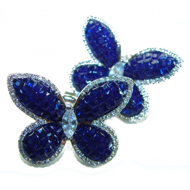 Magnificent Jewel Sapphire Butterflies .925 Sterling Silver handcrafted incredible earrings