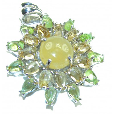 One of a kind Genuine 14.5 carat Golden Tourmaline .925 Sterling Silver handmade Pendant