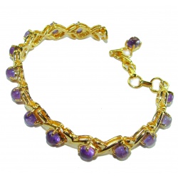 Dolce Vita - Precious Natural 22.5 carat Amethyst 14K Gold over .925 Sterling Silver handcrafted bracelet