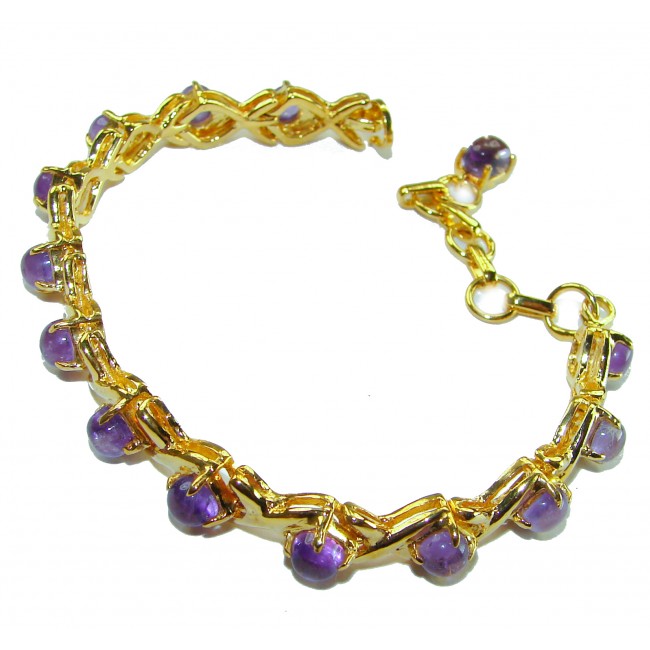 Dolce Vita - Precious Natural 22.5 carat Amethyst 14K Gold over .925 Sterling Silver handcrafted bracelet