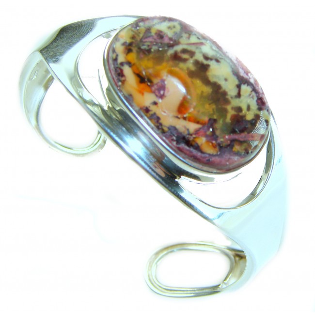 Arizona Sun Lights 44.2 carat Mexican Opal handmade .925 Sterling Silver Bracelet / Cuff