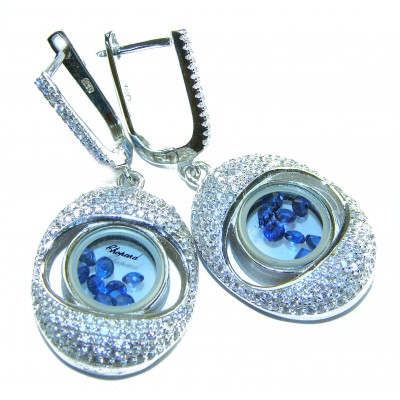 Floating Memories 8.5 carat Sapphire .925 Sterling Silver Handcrafted Statement earrings