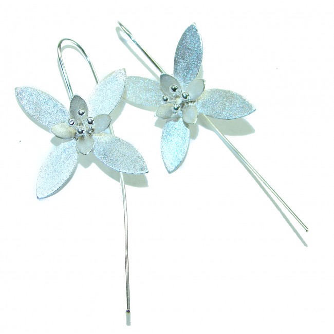 Silver Flowers Italy made .925 Sterling Silver Earrings