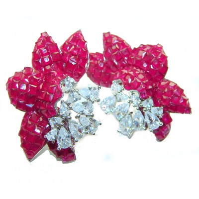 Giovanna - Authentic 19.9 carat Ruby .925 Sterling Silver handcrafted earrings