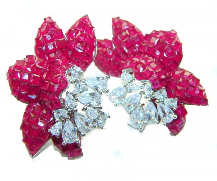 Giovanna - Authentic 19.9 carat Ruby .925 Sterling Silver handcrafted earrings