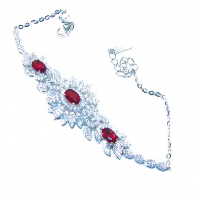 7.5 carat Ruby .925 Sterling Silver handmade Statement Bracelet