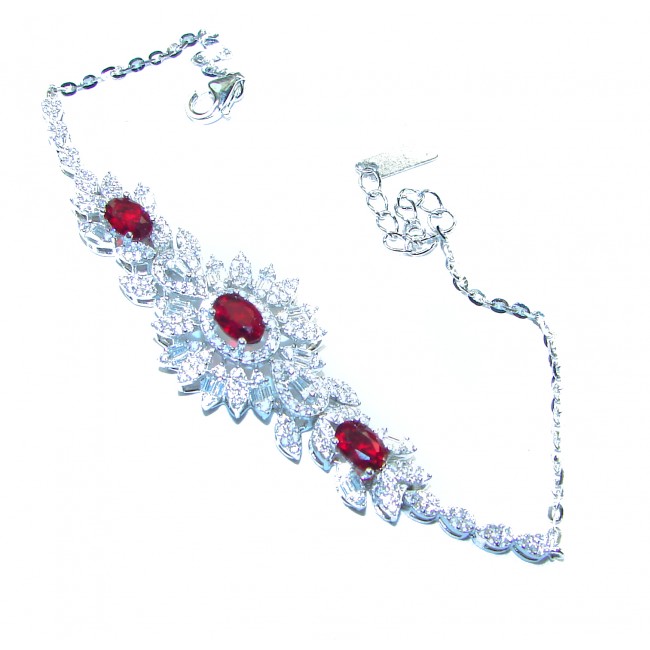 7.5 carat Ruby .925 Sterling Silver handmade Statement Bracelet