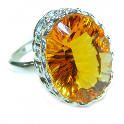 Solid 18.8 carat Genuine Lemon Quartz .925 Sterling Silver handcrafted ring size 8 3/4