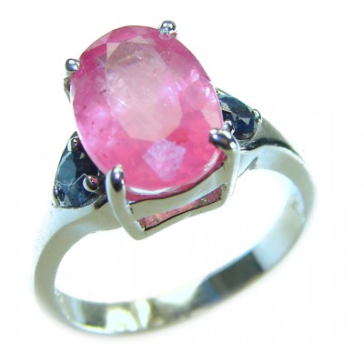 Crimson Fire 4.8 carat Authentic Ruby .925 Sterling Silver Handcrafted Ring size 5