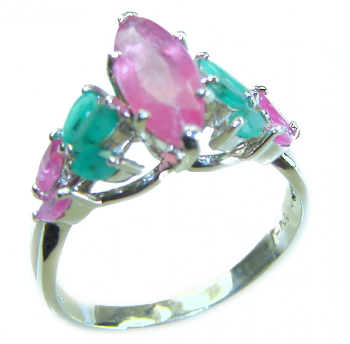 Authentic 5.3 carat Ruby .925 Sterling Silver handmade Cocktail Ring s. 7