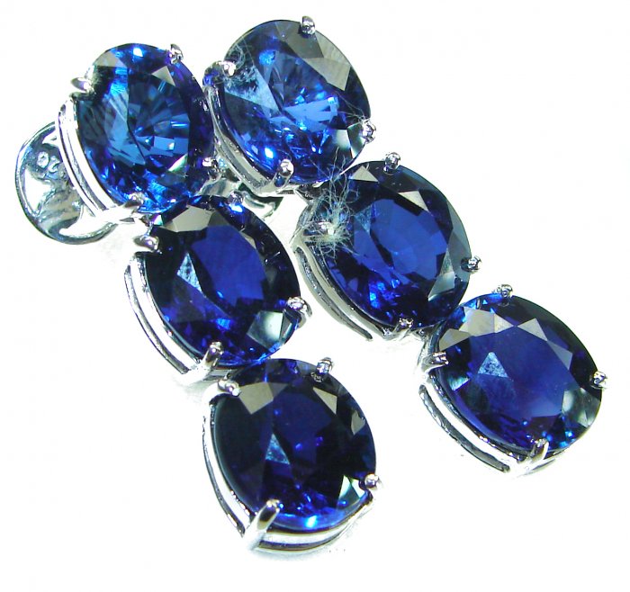 Deep Ocean 16.5 carat London Blue Topaz .925 Sterling Silver handmade Statement earrings - video