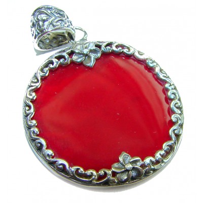 Bright Energy Authentic Coral .925 Sterling Silver Bali handmade pendant
