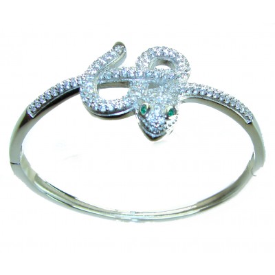 Precious Snake Genuine Emerald Sapphire .925 Sterling Silver handcrafted Bracelet