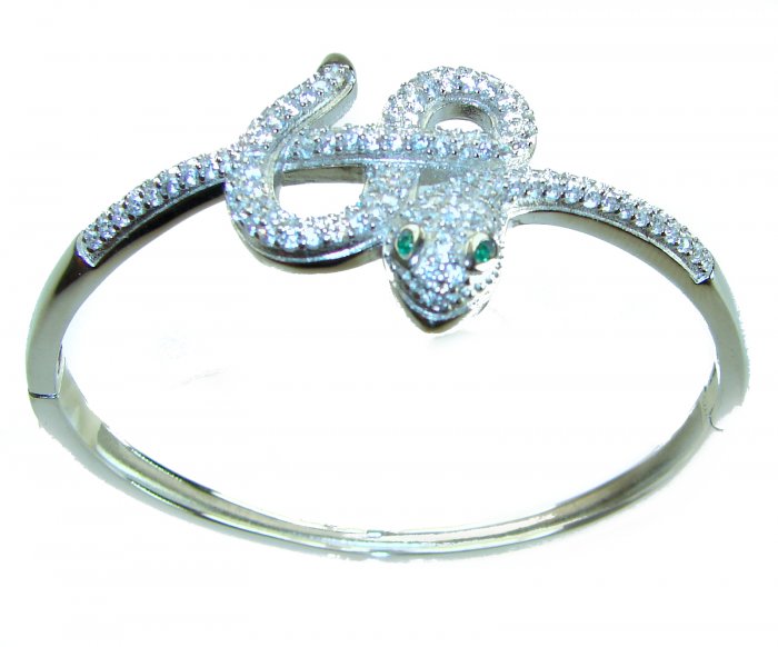 Precious Snake Genuine Emerald Sapphire .925 Sterling Silver handcrafted Bracelet - video