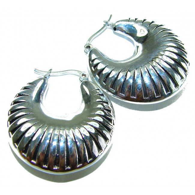 Highly Polished Fancy Modern design .925 Sterling Silver Italy made Earrings