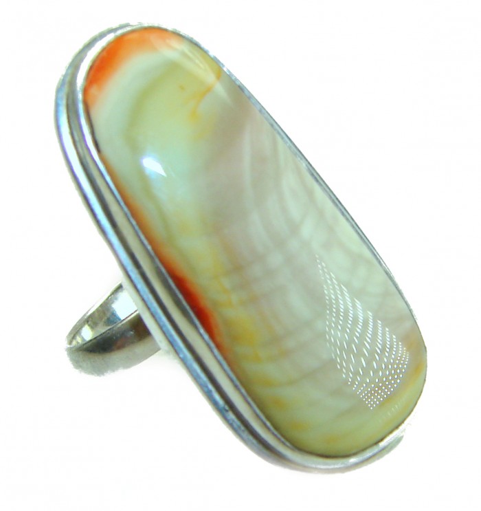Genuine Top quality Imperial Jasper .925 Sterling Silver handcrafted ring s. 8