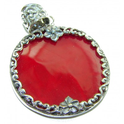 Bright Energy Authentic Coral .925 Sterling Silver Bali handmade pendant